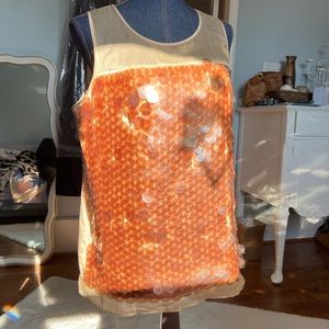 Rose gold iridescent scale sequins sleeveless top